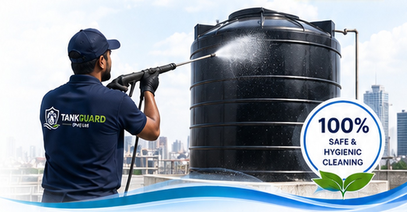 TankGuard technician cleaning a water tank